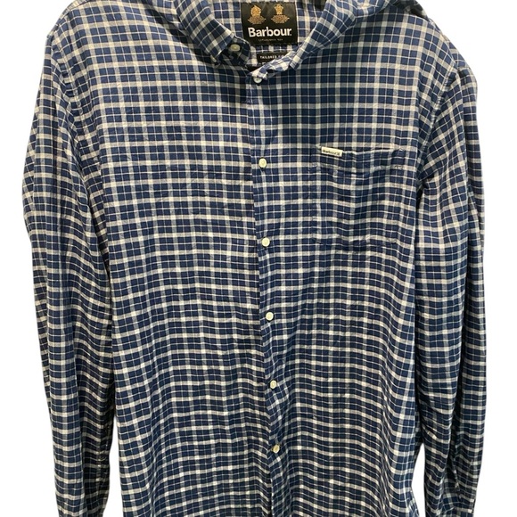 Barbour Howard Tailored Navy and white button down shirt - Picture 3 of 12